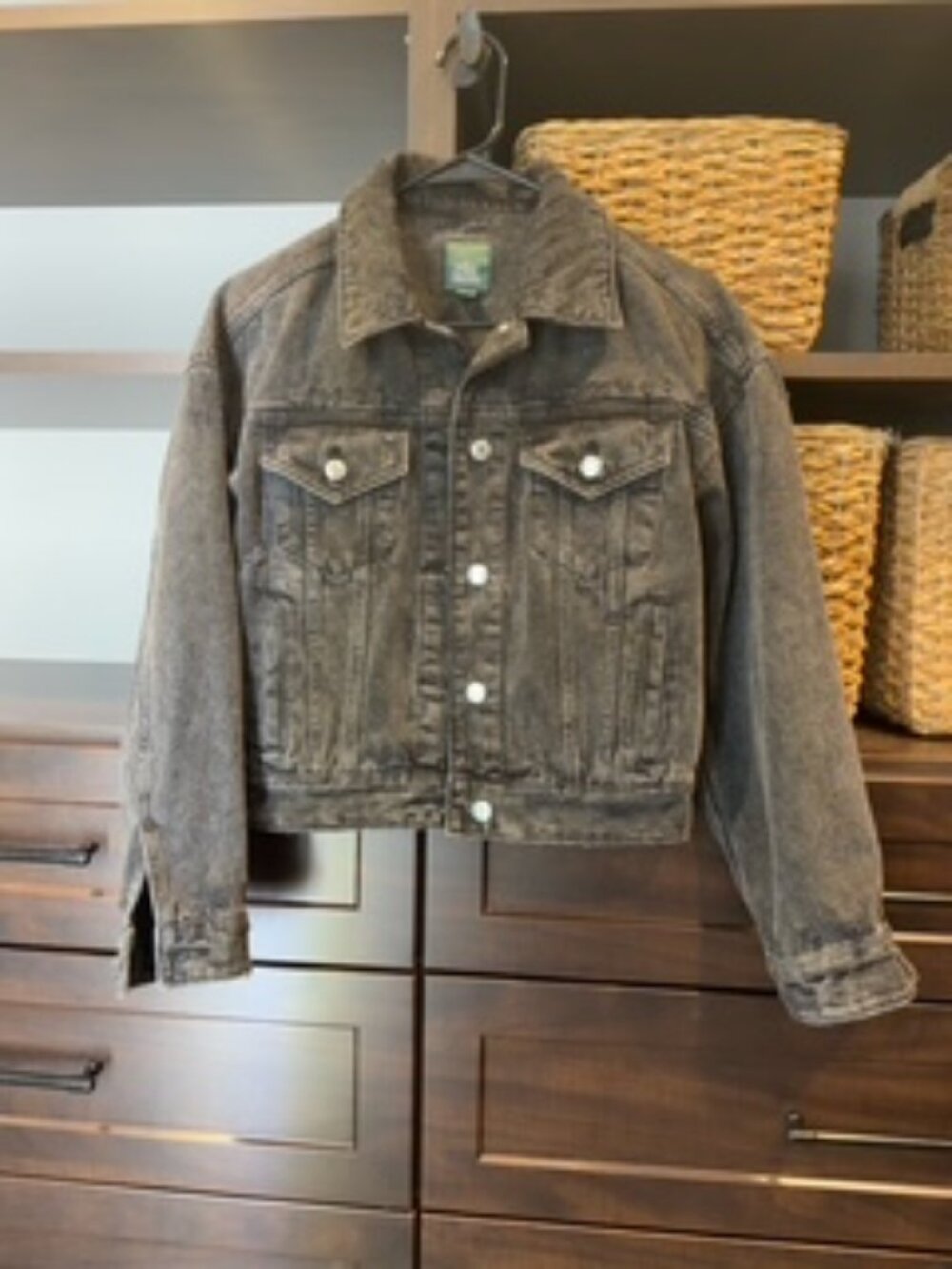 Wild Fable Washed Black Denim Trucker Jacket XXS